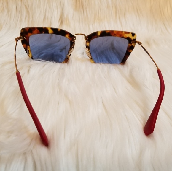 Miu Miu Sunglasses Cat Eye Tortoise Fr. Blue Lens - Picture 6 of 8